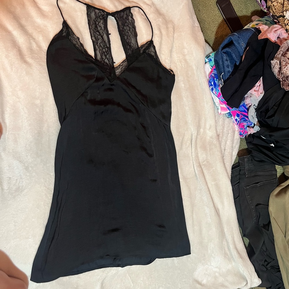 Black open back with lace